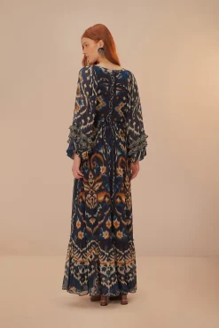 FARM Rio  Robes Longues<Robe longue bleue à imprimé ikat et ananas