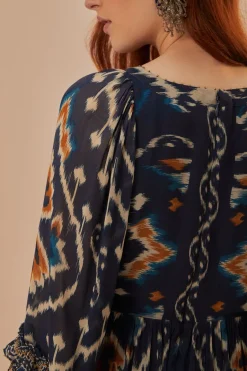 FARM Rio  Robes Longues<Robe longue bleue à imprimé ikat et ananas