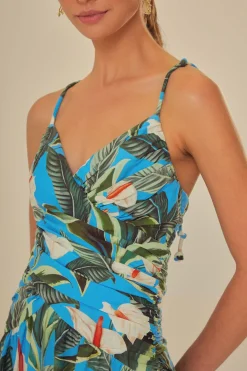 FARM Rio  Robes Longues<Robe longue bleue Anthurium Garden LENZING™ ECOVERO™ Euroflax™