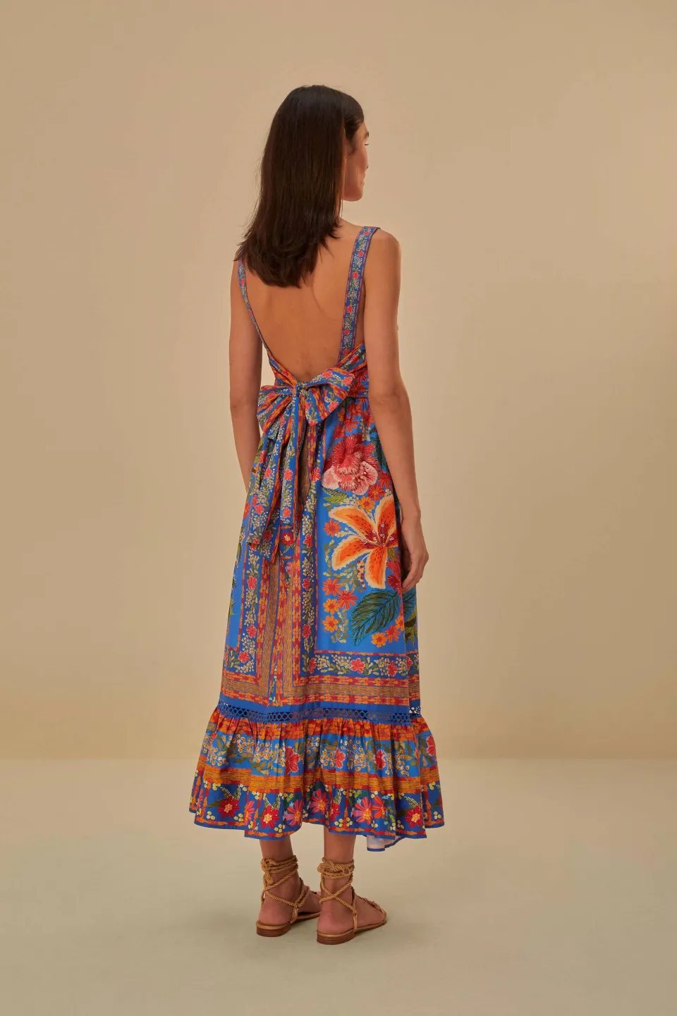 FARM Rio Robes Longues<Robe longue bleue jardin cousue