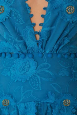 FARM Rio Robes Longues<Robe longue bleue sans manches à fleurs 3D
