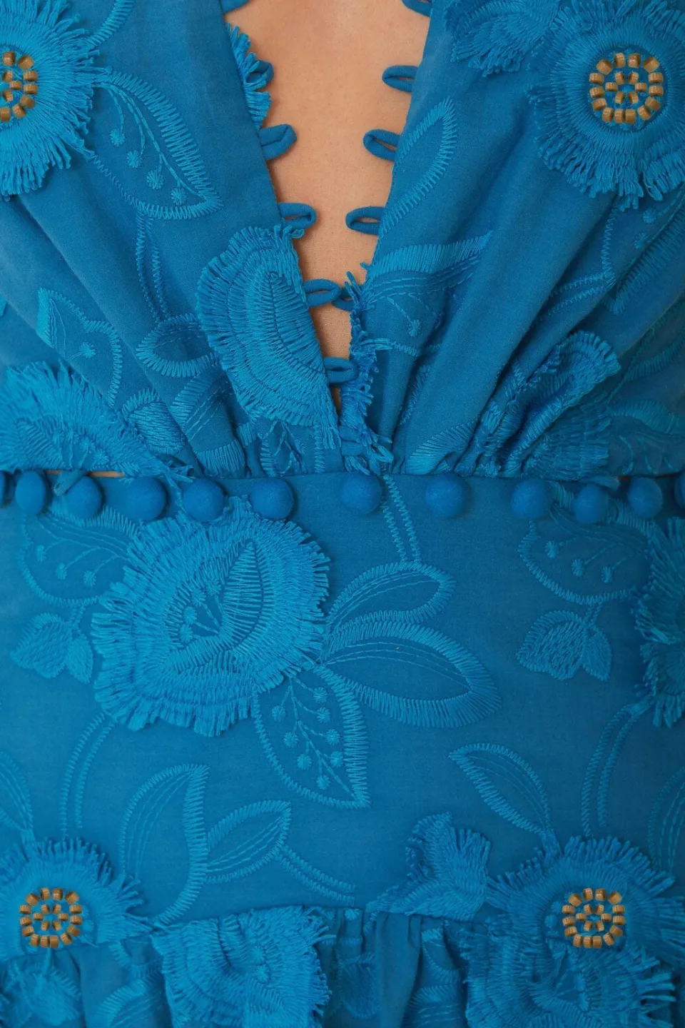 FARM Rio Robes Longues<Robe longue bleue sans manches à fleurs 3D