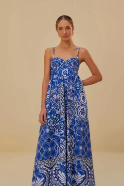 FARM Rio  Robes Longues<Robe longue bleue sans manches Tile Dream