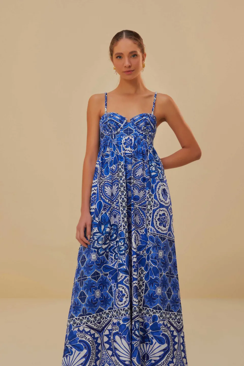 FARM Rio Robes Longues<Robe longue bleue sans manches Tile Dream