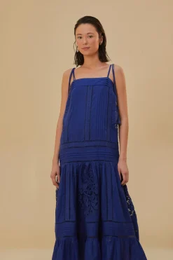 FARM Rio  Robes Longues<Robe longue bleue sans manches en dentelle