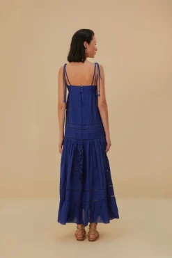 FARM Rio Robes Longues<Robe longue bleue sans manches en dentelle