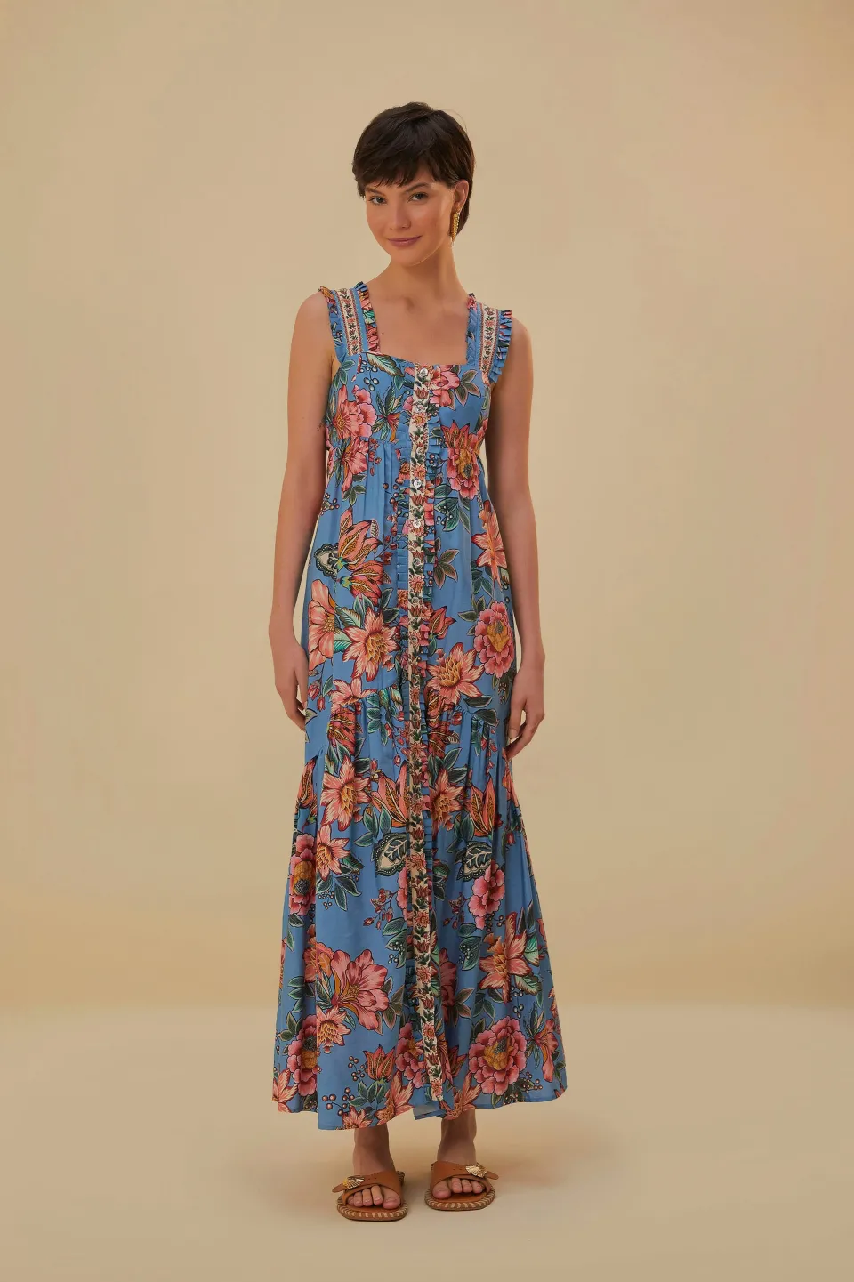 FARM Rio Robes Longues<Robe longue bleue sans manches Wonderful Bouquet