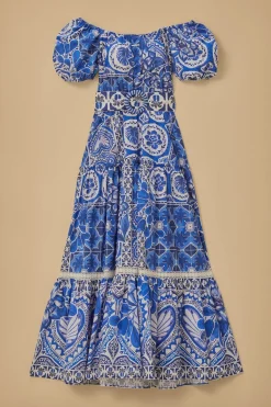 FARM Rio  Robes Longues<Robe longue bleue Tile Dream