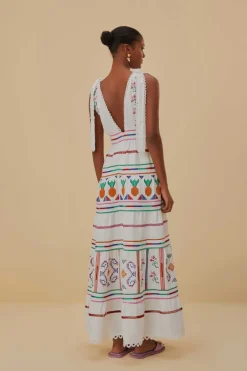 FARM Rio  Robes Longues<Robe longue brodée blanc cassé