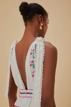 FARM Rio  Robes Longues<Robe longue brodée blanc cassé