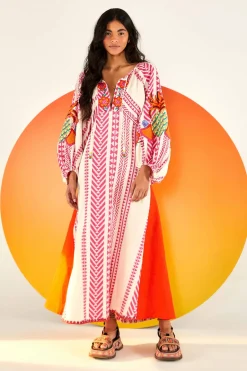 FARM Rio Robes Midi<Robe longue brodée en jacquard