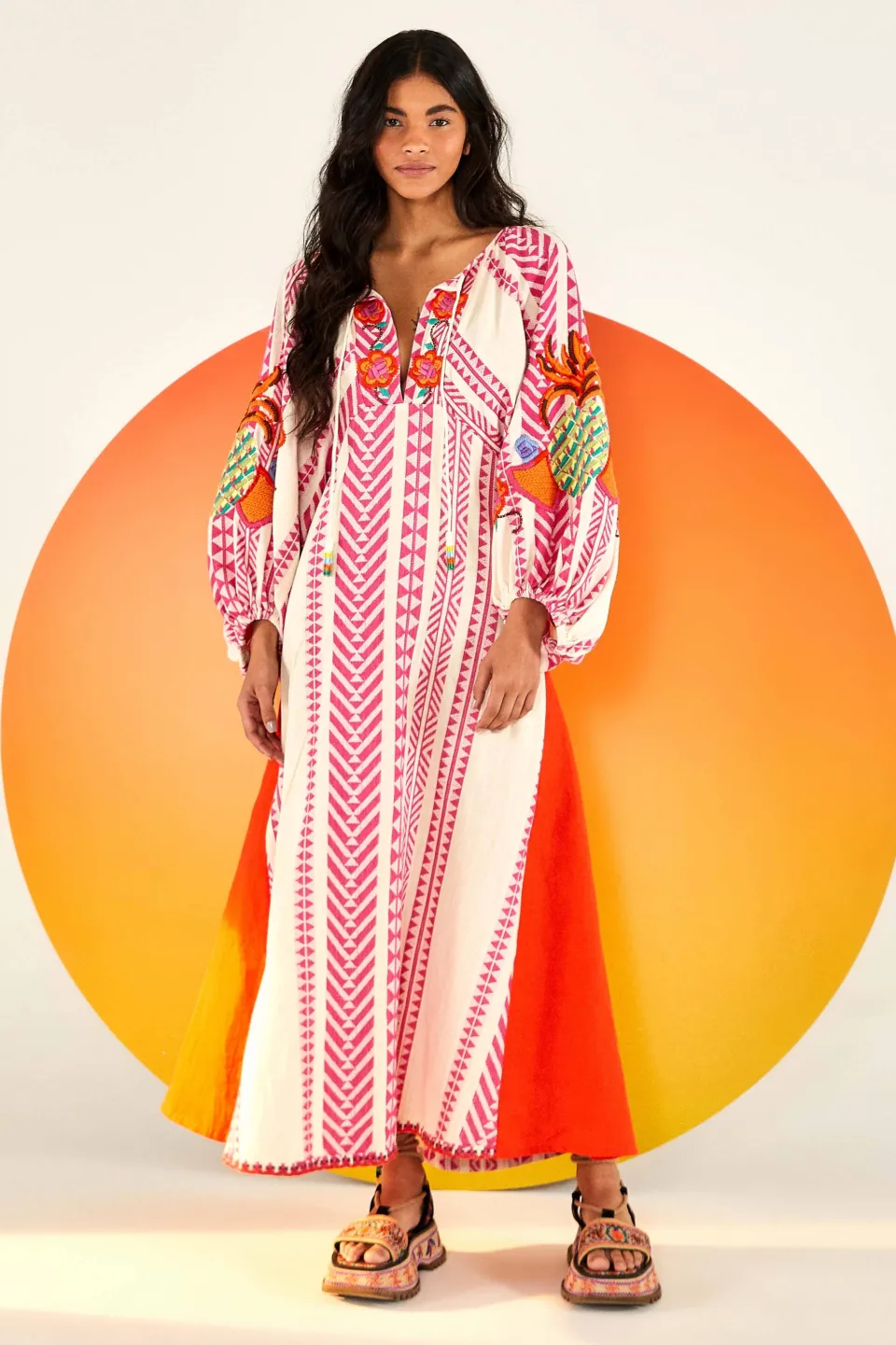 FARM Rio Robes Midi<Robe longue brodée en jacquard