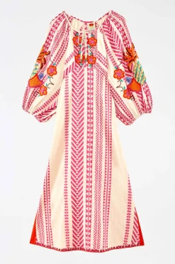 FARM Rio Robes Midi<Robe longue brodée en jacquard
