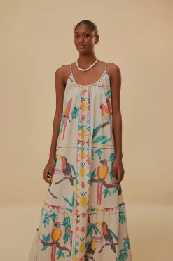 FARM Rio Robes Longues<Robe longue écharpe oiseaux cousus