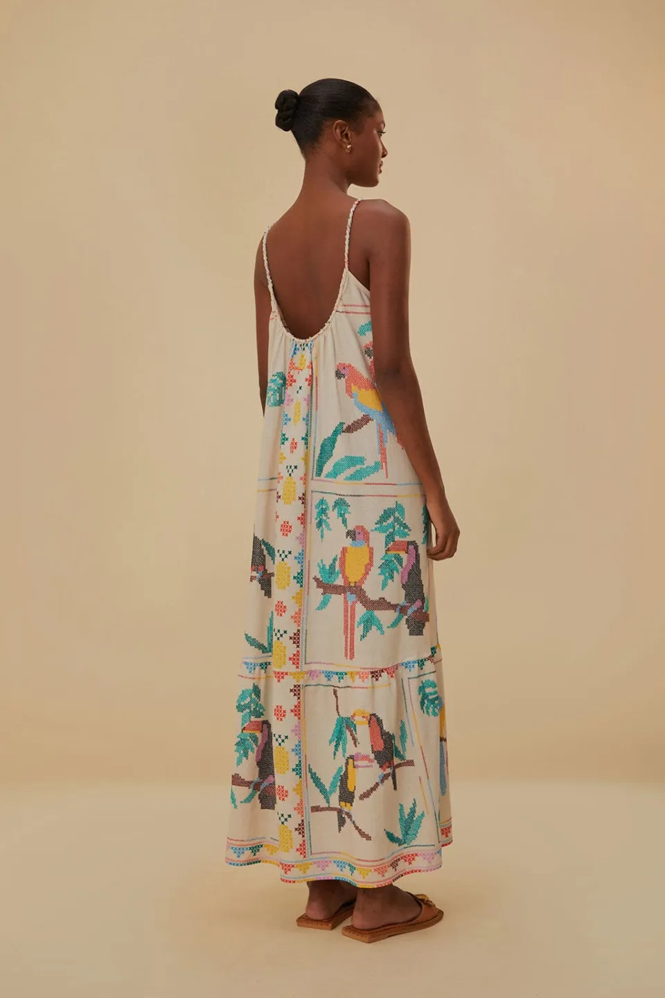 FARM Rio Robes Longues<Robe longue écharpe oiseaux cousus