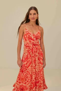 FARM Rio  Robes Longues<Robe longue croisée rouge Jaipur