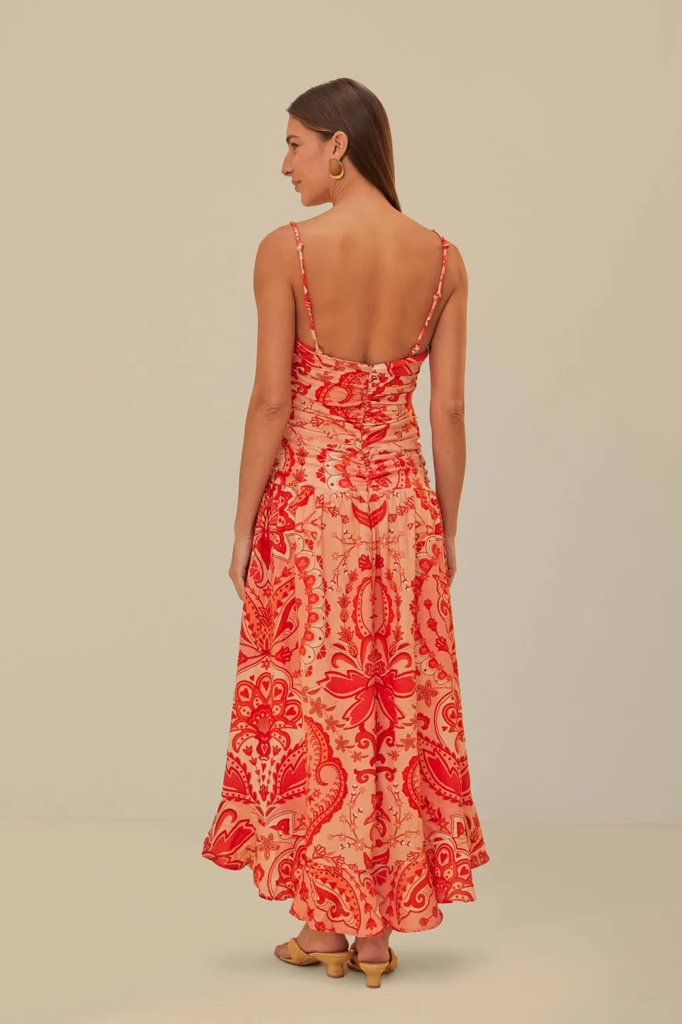 FARM Rio Robes Longues<Robe longue croisée rouge Jaipur