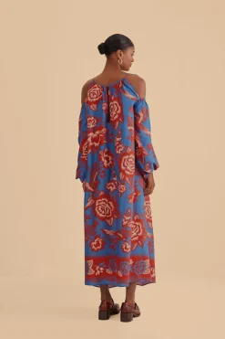 FARM Rio  Robes Longues<Robe longue de jardin en dentelle bleu clair