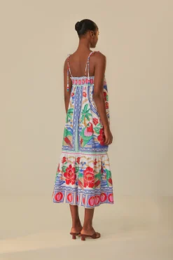 FARM Rio  Robes Longues<Robe longue de plage à fleurs blanc cassé