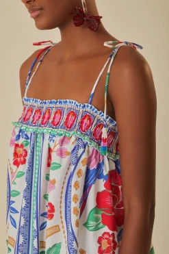 FARM Rio  Robes Longues<Robe longue de plage à fleurs blanc cassé