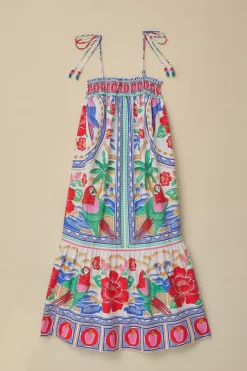 FARM Rio  Robes Longues<Robe longue de plage à fleurs blanc cassé