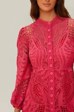 FARM Rio  Robes Longues<Robe longue en guipure rose