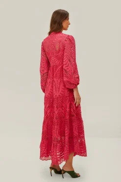 FARM Rio  Robes Longues<Robe longue en guipure rose
