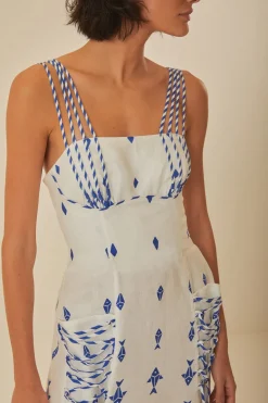 FARM Rio  Robes Longues<Robe longue en lin de qualité supérieure Euroflax™ Graphic Fishes blan