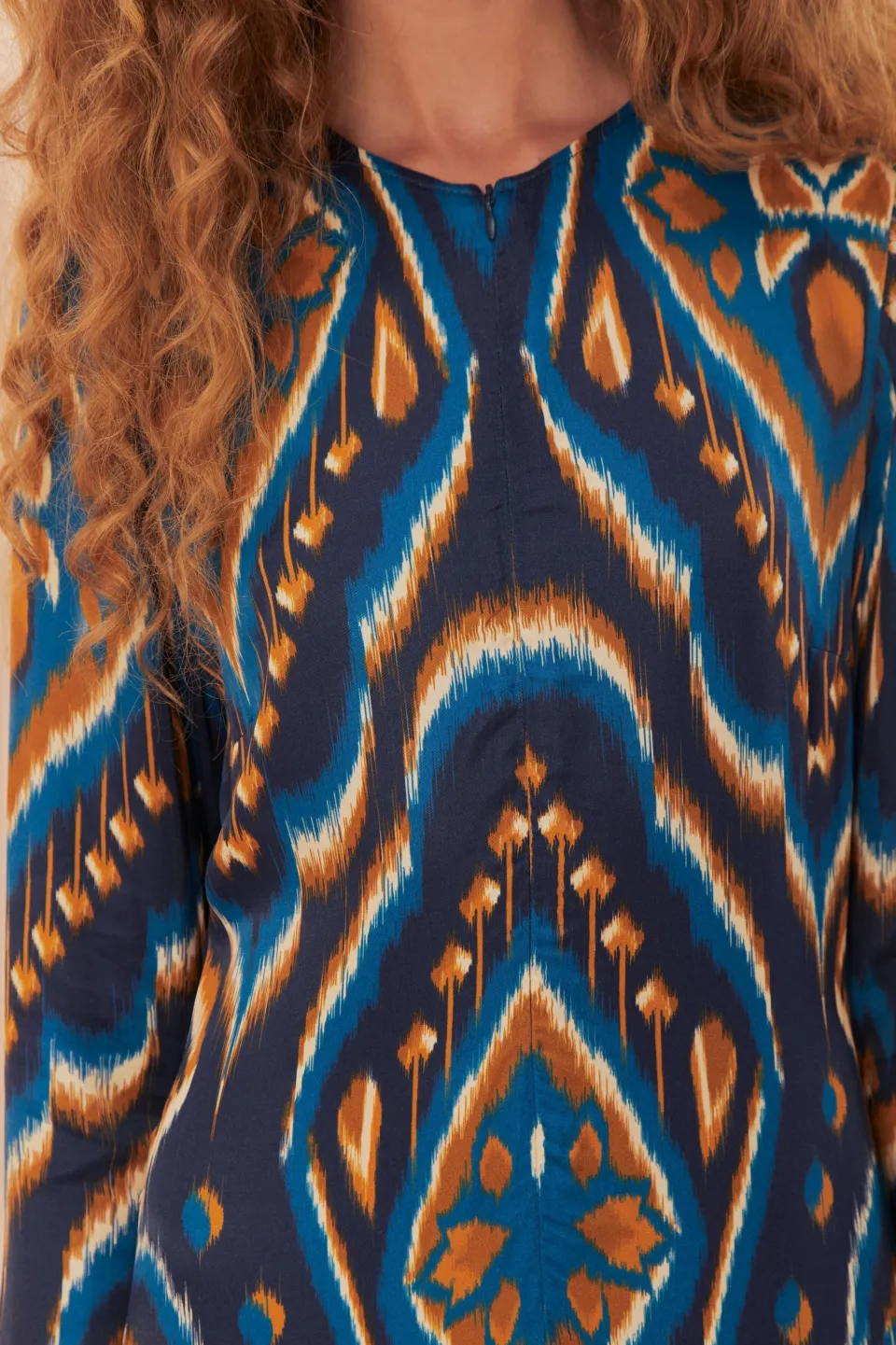 FARM Rio Robes Longues<Robe longue en viscose LENZING™ ECOVERO™ Ikat bleu ananas