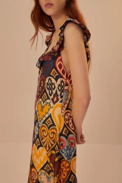 FARM Rio  Robes Longues<Robe longue en viscose LENZING™ ECOVERO™ Black Hearts Ikat