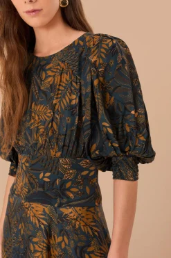 FARM Rio  Robes Longues<Robe longue en viscose LENZING™ ECOVERO™ à pois bleu sarcelle
