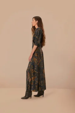 FARM Rio  Robes Longues<Robe longue en viscose LENZING™ ECOVERO™ à pois bleu sarcelle