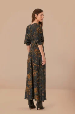 FARM Rio  Robes Longues<Robe longue en viscose LENZING™ ECOVERO™ à pois bleu sarcelle