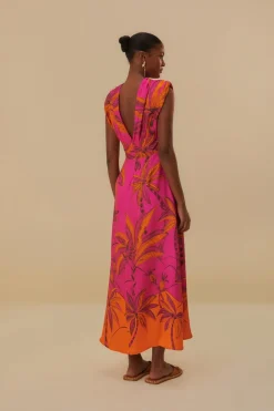 FARM Rio  Robes Longues<Robe longue en viscose Lenzing™ Ecovero™ Pink Beach Forest