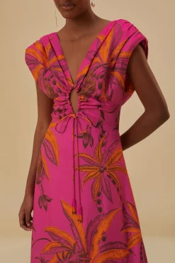 FARM Rio  Robes Longues<Robe longue en viscose Lenzing™ Ecovero™ Pink Beach Forest