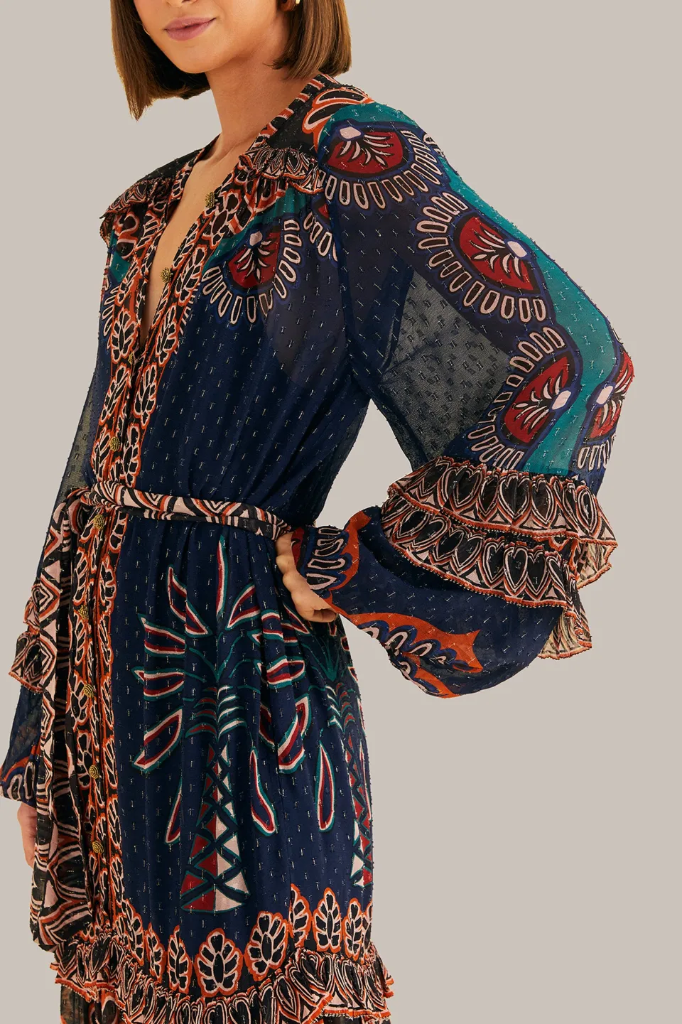 FARM Rio Robes Longues<Robe longue fendue en tapisserie Ainika orange