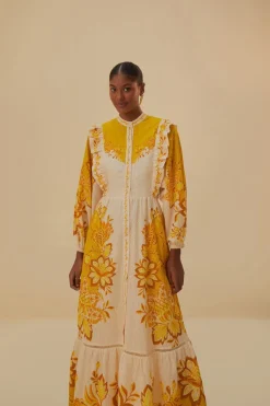 FARM Rio  Robes Longues<Robe longue fleurie crème Aura