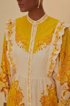 FARM Rio  Robes Longues<Robe longue fleurie crème Aura