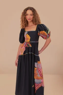 FARM Rio  Robes Longues<Robe longue fleurie noire Lucy