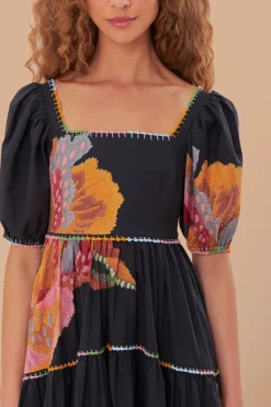 FARM Rio  Robes Longues<Robe longue fleurie noire Lucy