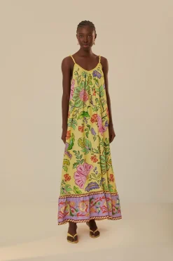 FARM Rio Robes Longues<Robe longue jaune à fleurs et insectes