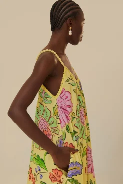 FARM Rio  Robes Longues<Robe longue jaune à fleurs et insectes