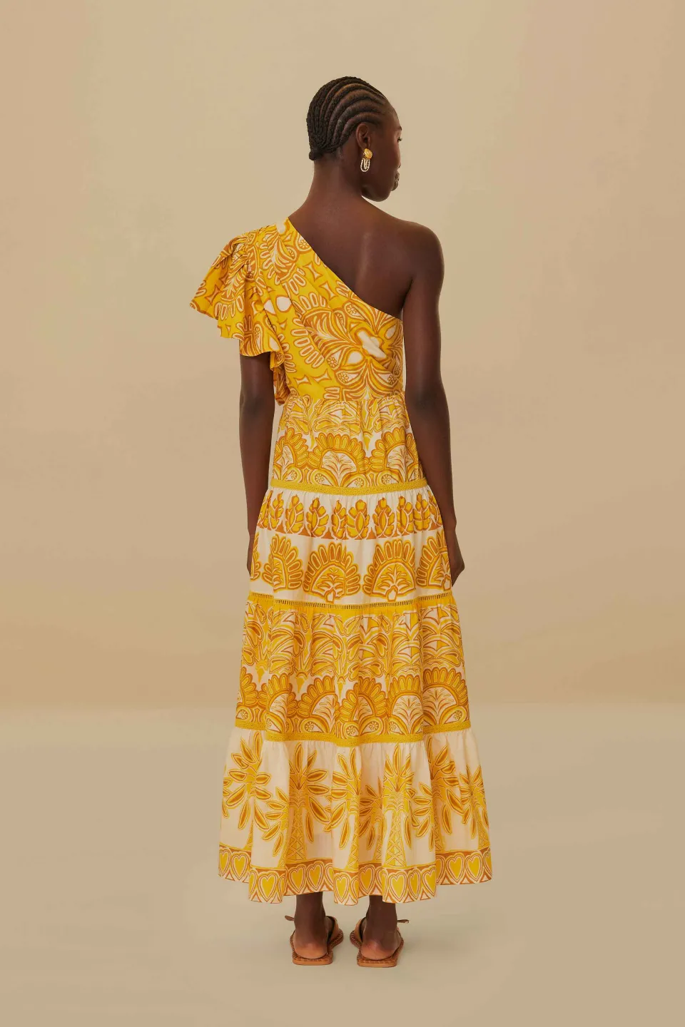 FARM Rio Robes Longues<Robe longue jaune à une épaule en tapisserie Ainika