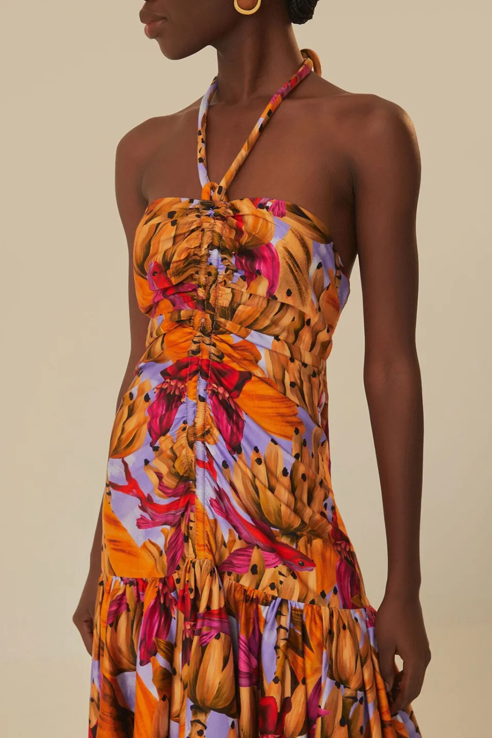 FARM Rio Robes Longues<Robe longue lilas Banana Forest en coton biologique