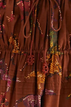 FARM Rio  Robes Longues<Robe longue marron à pois chevaux