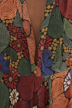 FARM Rio Robes Longues<Robe longue noire à fleurs cousues et col en V