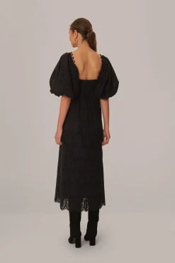 FARM Rio  Robes Longues<Robe longue noire à œillets ananas