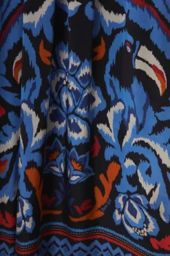 FARM Rio Robes Longues<Robe longue noire à manches longues et écharpe Toucans