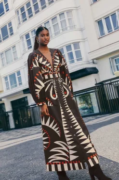 FARM Rio  Robes Longues<Robe longue noire à manches bouffantes Coconut Grove