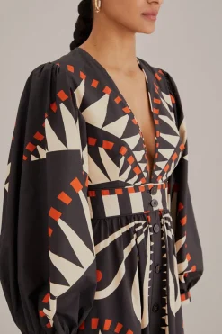 FARM Rio  Robes Longues<Robe longue noire à manches bouffantes Coconut Grove